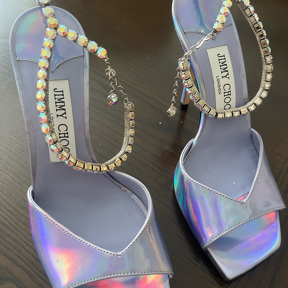 Jimmy Choo Metalic Crystal Embellished Heels